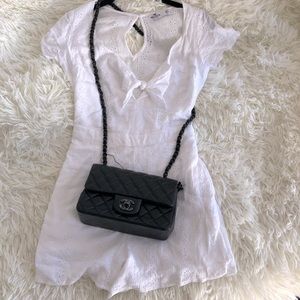 Hollister White eyelet tie front romper